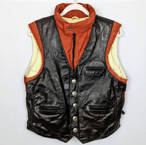 Vintage Remington West Goose Down Vest  Yellowstone Leather Indian Nickel 40/M